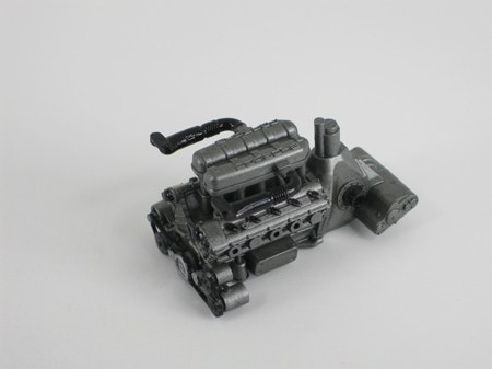 model car engine after painting with flat acrylics